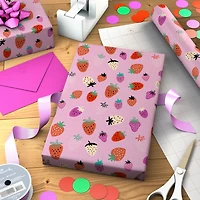 Strawberry-Scented Colorful Berries on Pink Wrapping Paper Roll, 15 sq. ft. for only USD 5.99 | Hallmark