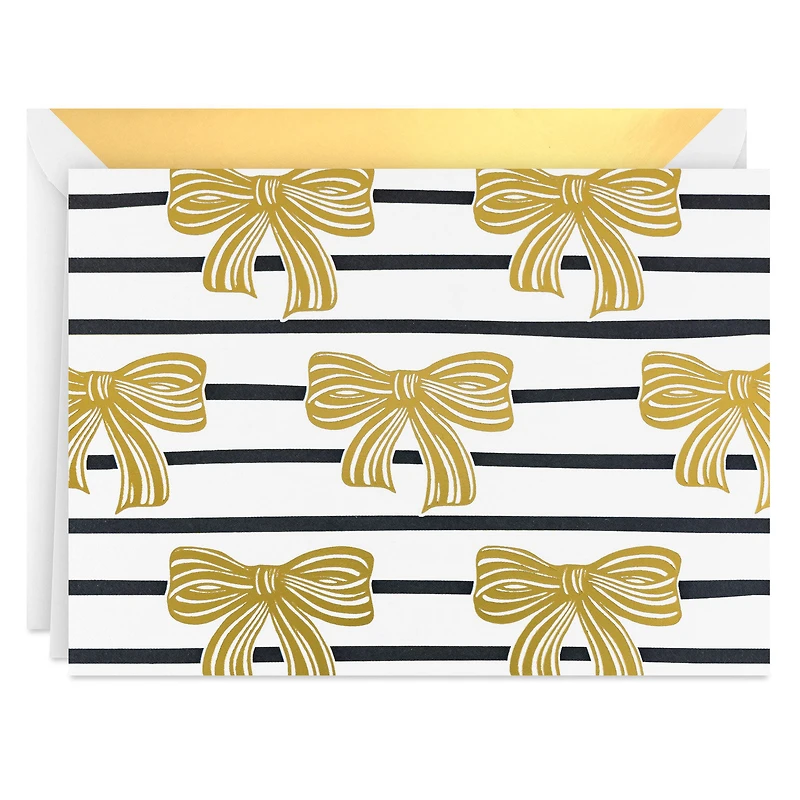 Gold Bows on Black Stripes Blank Notes, Pack of 10 for only USD 12.49 | Hallmark