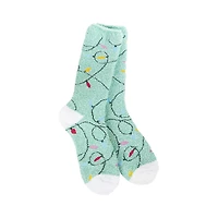 Crescent Sock Company Holiday Lights on Mint Green Cozy Crew Socks for only USD 15.99 | Hallmark