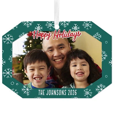 Green Snowflake Metal Personalized Ornament, Custom Photo and Text for only USD 17.99 | Hallmark