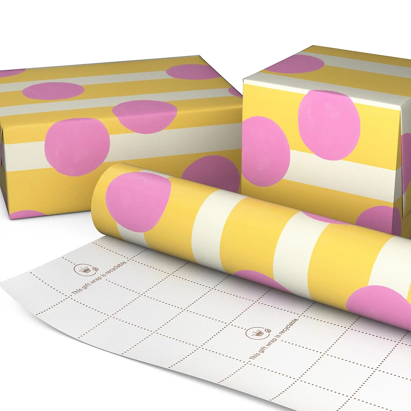 Pink Dots and Yellow Stripes Tall Wrapping Paper Roll, 35 sq. ft. for only USD 5.99 | Hallmark