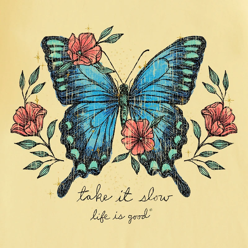 Life Is Good Women's Butterfly Yellow V-Neck T-Shirt for only USD 29.50 | Hallmark