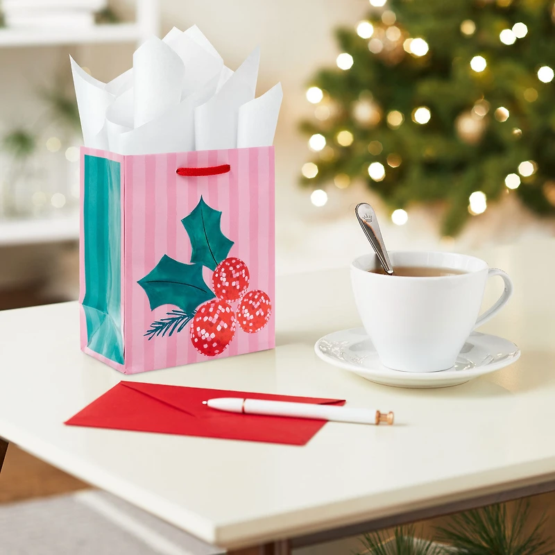 6.5" Disco Berries on Pink Small Christmas Gift Bag for only USD 2.49 | Hallmark