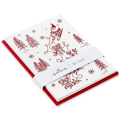 Reindeer Pulling Santa's Sleigh Packaged Christmas Cards, Set of 5 for only USD 5.00 | Hallmark