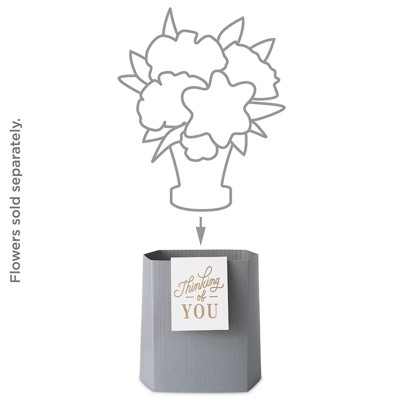 Build-a-Bouquet Thinking of You Gray Stripes Pop-Up Paper Vase With Mini Card for only USD 4.99 | Hallmark