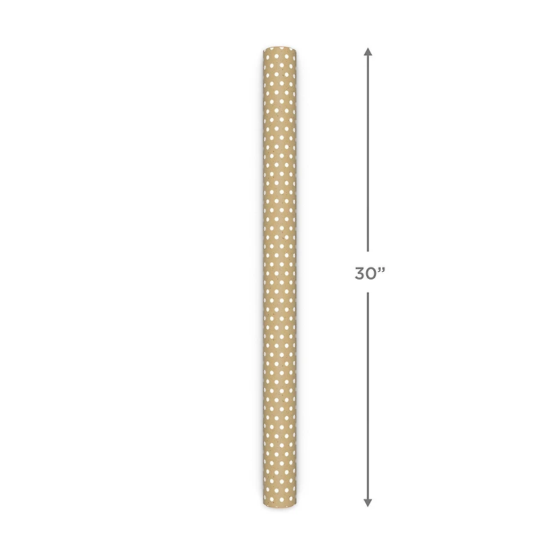 White and Black Dots on Kraft Reversible Wrapping Paper Roll, 17.5 sq. ft. for only USD 5.49 | Hallmark