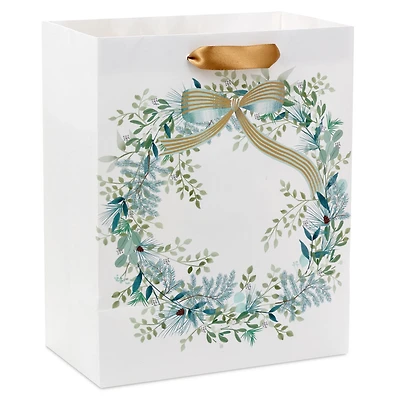 9.6" Elegant Wreath on White Medium Holiday Gift Bag for only USD 3.49 | Hallmark