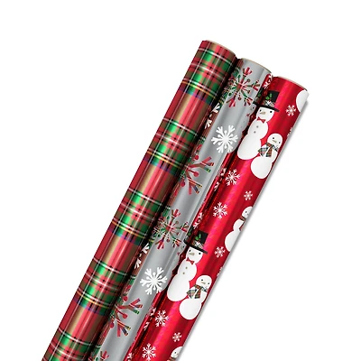 Snow Merry 3-Pack Foil Christmas Wrapping Paper Assortment, 60 sq. ft. for only USD 14.99 | Hallmark
