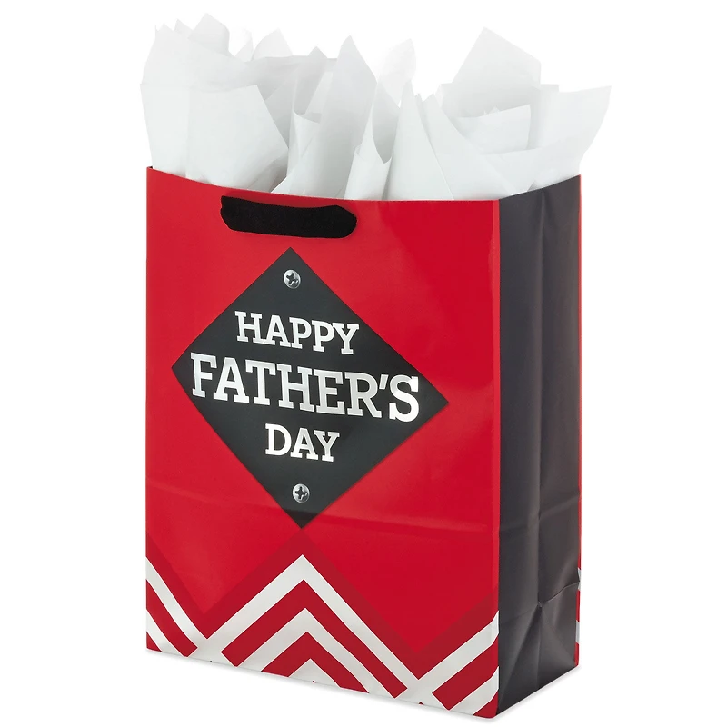 15.5" Red and Black Happy Father's Day Extra-Large Gift Bag With Tissue Paper for only USD 6.99 | Hallmark