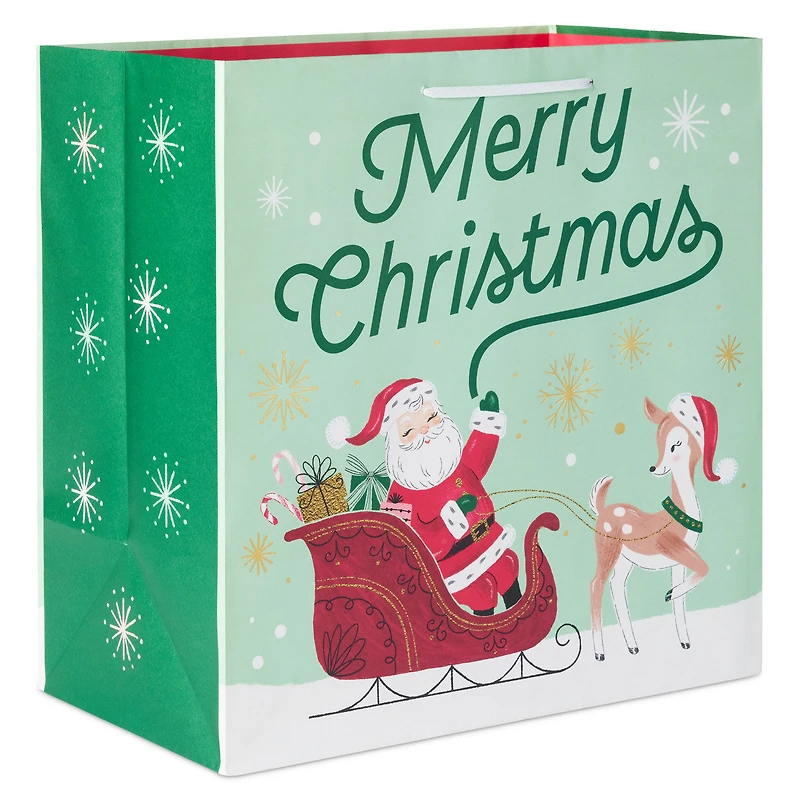 15" Retro Santa and Reindeer Extra-Deep Christmas Gift Bag for only USD 5.49 | Hallmark