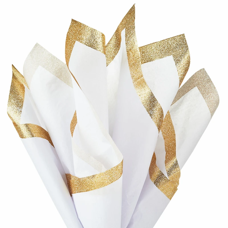 White Tissue Paper With Gold Glitter Edges, 4 Sheets for only USD 3.99 | Hallmark