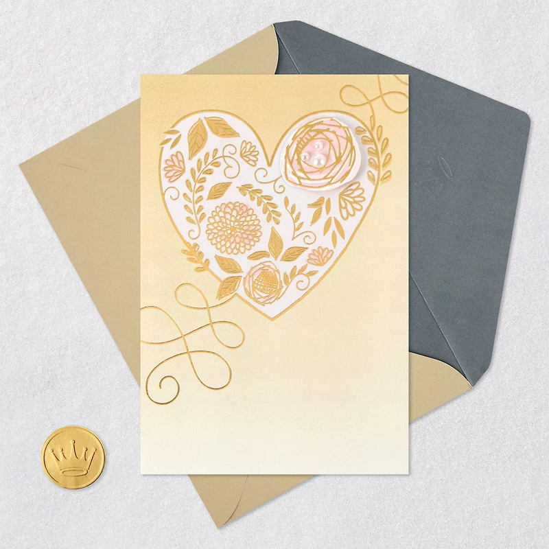 Bejeweled Floral Heart Blank Card for only USD 5.59 | Hallmark