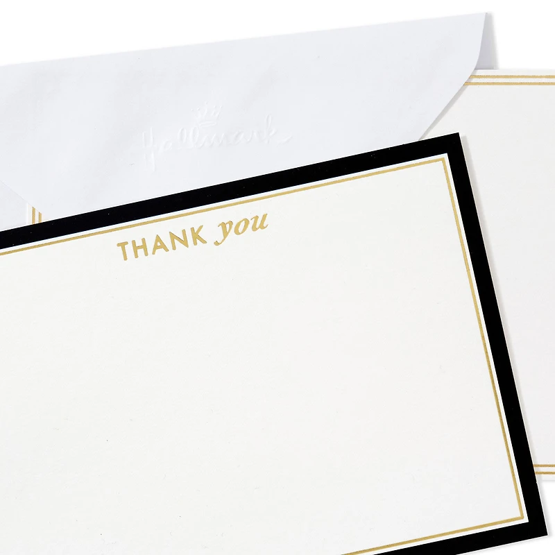 Black and Gold Blank Flat Note Cards in Caddy, Pack of 40 for only USD 14.99 | Hallmark