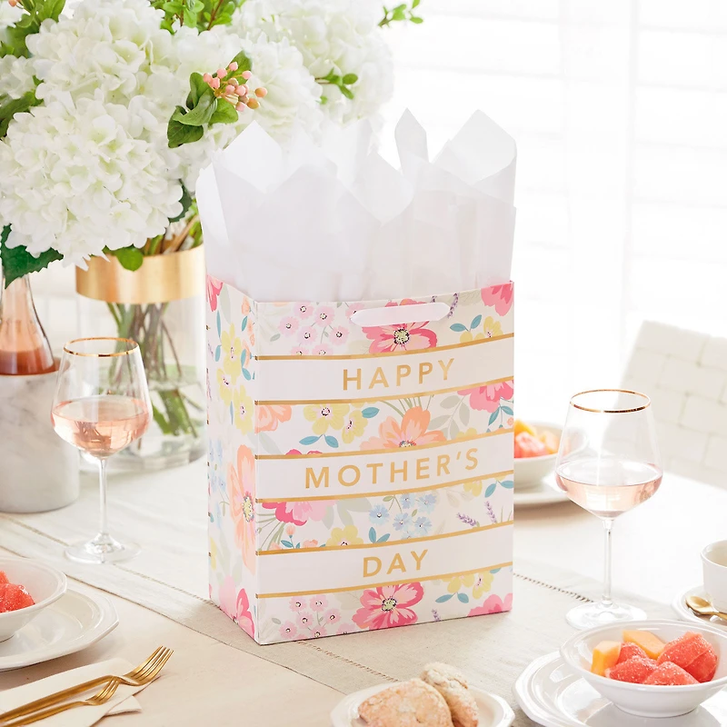 13" Floral Stripe Large Mother's Day Gift Bag With Tissue for only USD 6.99 | Hallmark