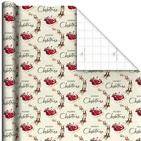 Reindeer and Sleigh on Ivory Jumbo Christmas Wrapping Paper Roll, 90 sq. ft. for only USD 9.99 | Hallmark