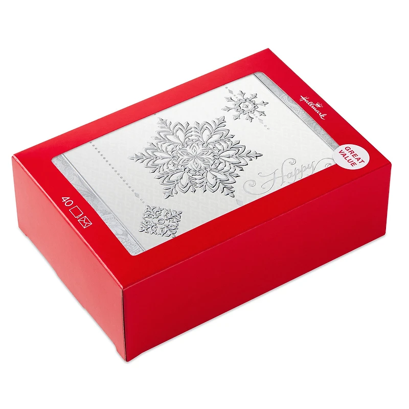 Silver Snowflakes Boxed Holiday Cards, Pack of 40 for only USD 15.49 | Hallmark