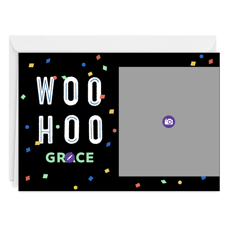Personalized Woo Hoo Confetti Celebration Photo Card for only USD 4.99 | Hallmark