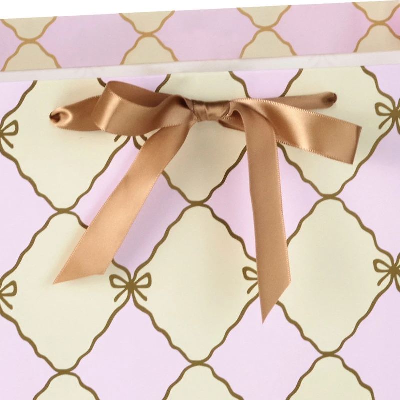 15" Gold Bow Lattice on Pink and Cream Extra-Deep Gift Bag for only USD 6.79 | Hallmark