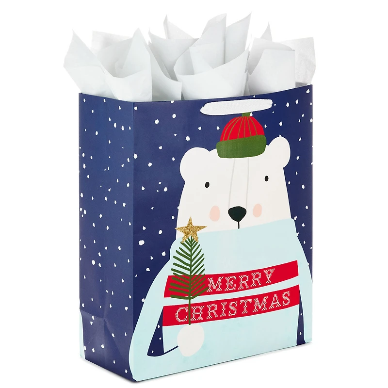 15.5" Polar Bear XL Christmas Gift Bag With Tissue Paper for only USD 8.99 | Hallmark