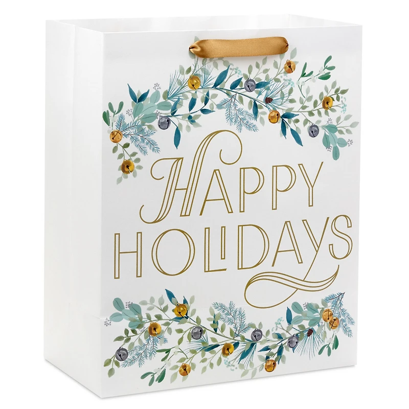 13" Happy Holidays Garlands on White Large Gift Bag for only USD 4.49 | Hallmark