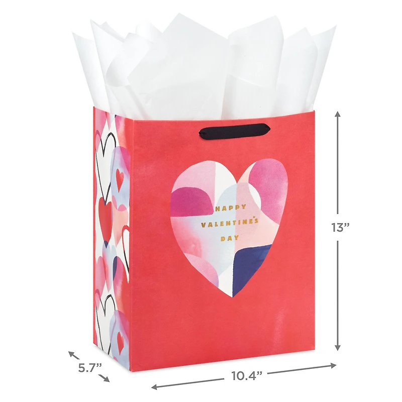 13" Abstract Heart on Red Large Valentine's Day Gift Bag With Tissue Paper for only USD 8.49 | Hallmark