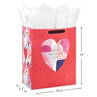 13" Abstract Heart on Red Large Valentine's Day Gift Bag With Tissue Paper for only USD 8.49 | Hallmark