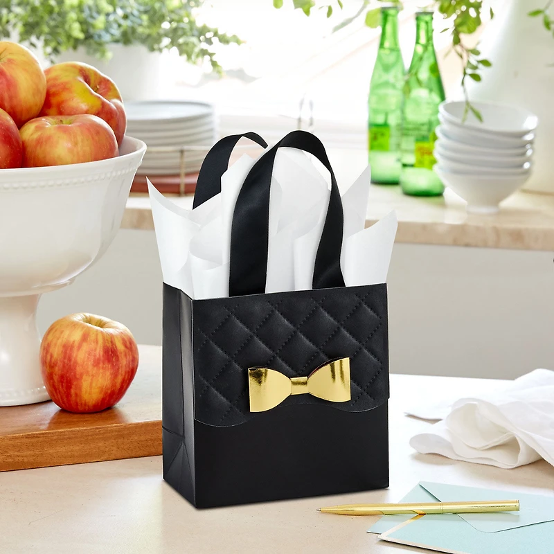 5.5" Gold Bow on Black Small Square Gift Bag for only USD 6.79 | Hallmark