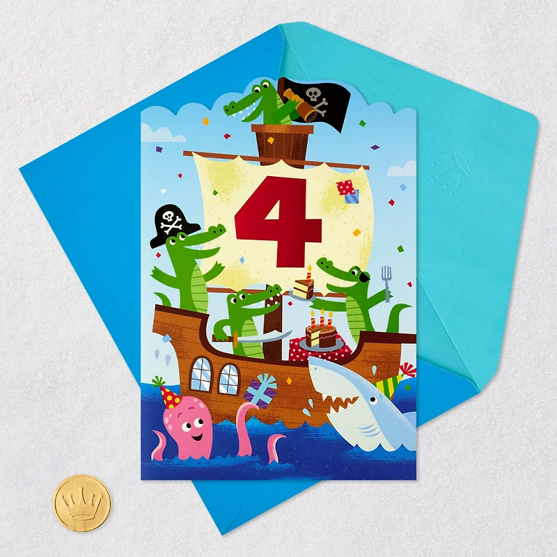 Pirate Ship Party 4th Birthday Card for Kids for only USD 3.99 | Hallmark