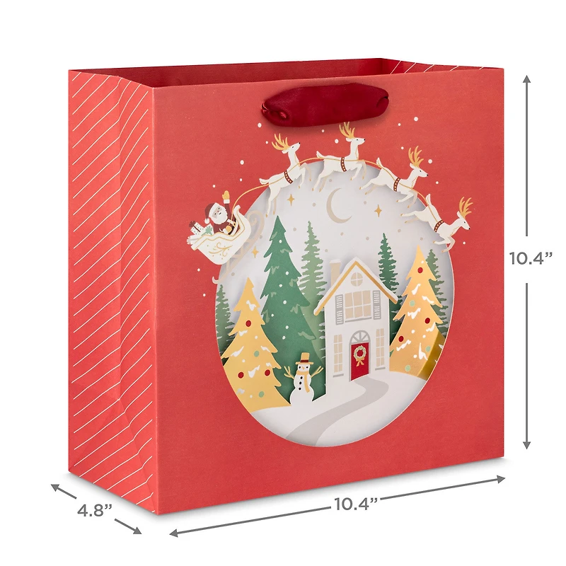 10.4" Santa's Sleigh Over House Shadow Box Large Square Christmas Gift Bag for only USD 9.99 | Hallmark