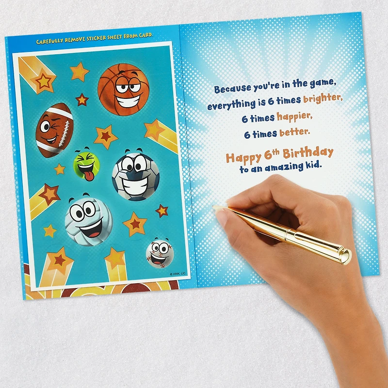 You're An Amazing Kid 6th Birthday Card With Sports Stickers for only USD 4.99 | Hallmark