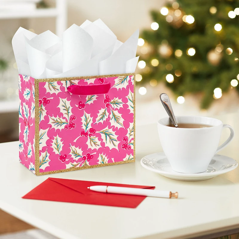 5.5" Lacey Chabert Collection Jolly Holly on Pink Small Christmas Gift Bag for only USD 3.99 | Hallmark
