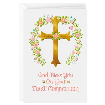 Blessings and Prayers Floral Cross First Communion Card for only USD 2.99 | Hallmark