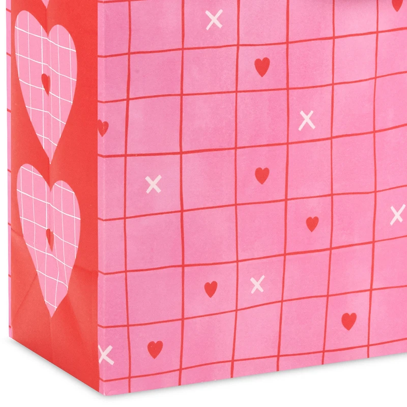 9.6" Red Grid on Pink Medium Valentine's Day Gift Bag With Tissue Paper for only USD 6.49 | Hallmark
