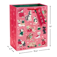 13" Retro Dogs and Cats on Pink Large Christmas Gift Bag for only USD 4.49 | Hallmark