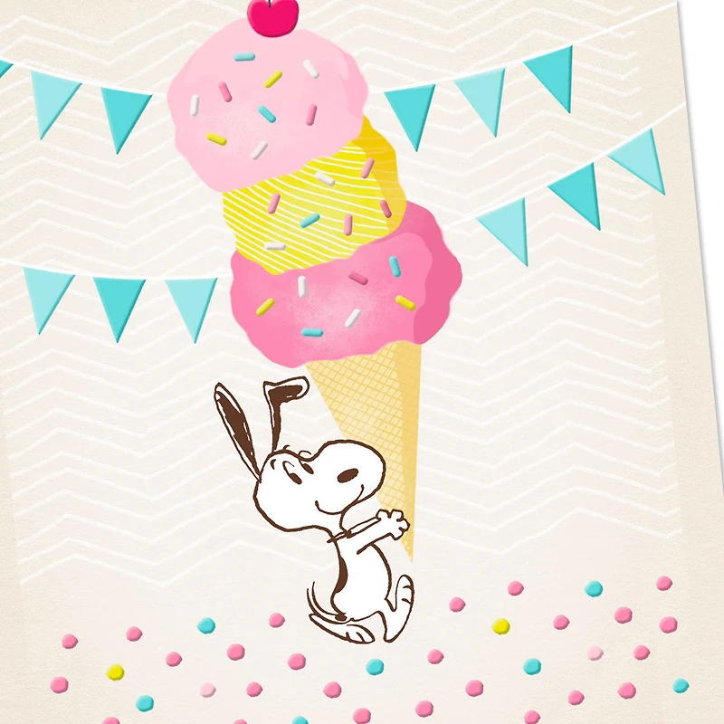 Peanuts® Snoopy Super-Duper Triple-Scooper Birthday Card for only USD 3.99 | Hallmark