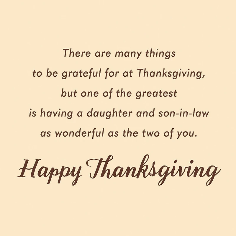 Grateful for the Two of You Thanksgiving Card for Daughter and Son-in-Law for only USD 2.99 | Hallmark