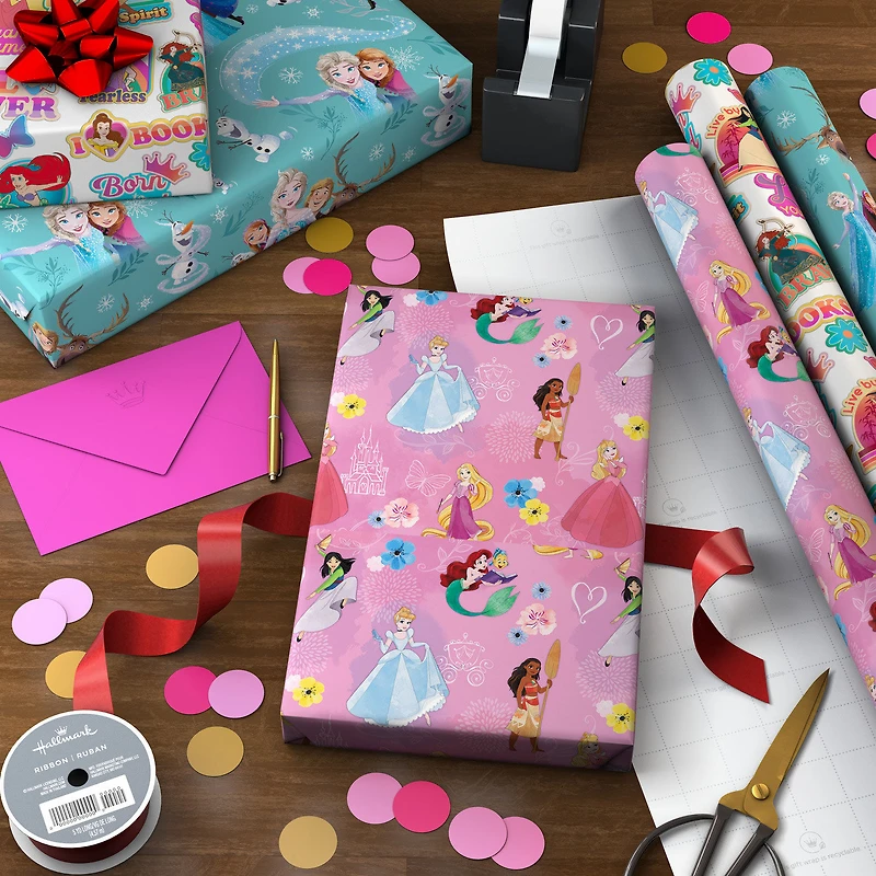 Disney Frozen and Disney Princesses Wrapping Paper Assortment, 60 sq. ft. for only USD 16.99 | Hallmark