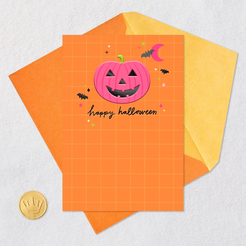 Pink Jack-O'-Lantern and Moon Halloween Card for only USD 2.99 | Hallmark