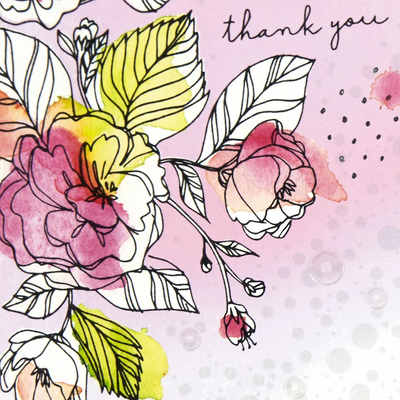 Watercolor Flowers and Sequins Blank Thank You Card for only USD 4.59 | Hallmark