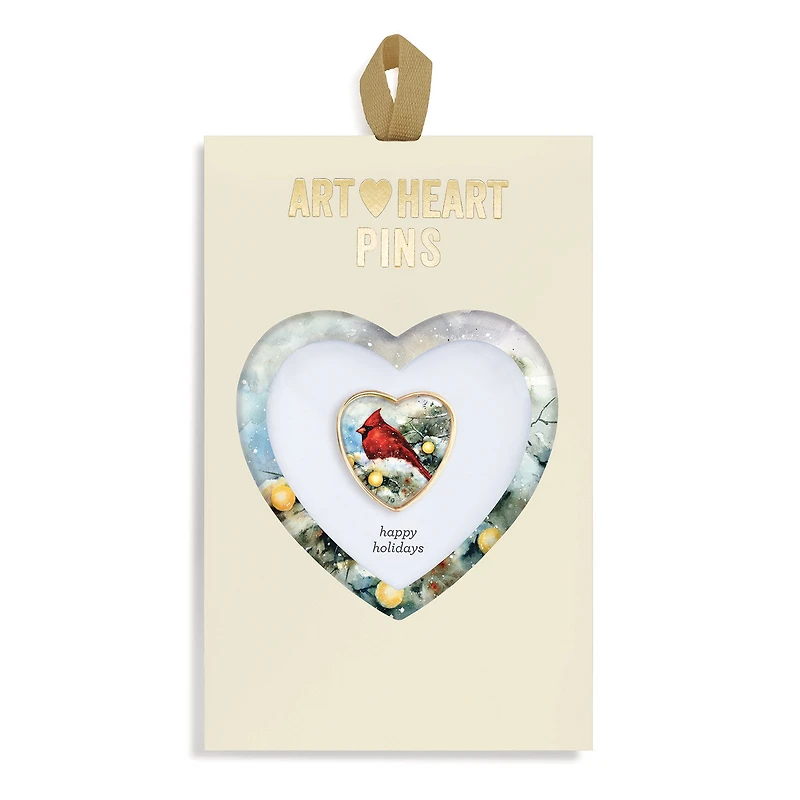 Demdaco Happy Holidays Cardinal Art Heart Pin for only USD 7.99 | Hallmark