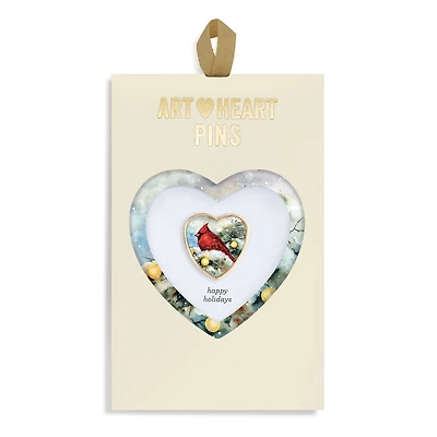 Demdaco Happy Holidays Cardinal Art Heart Pin for only USD 7.99 | Hallmark