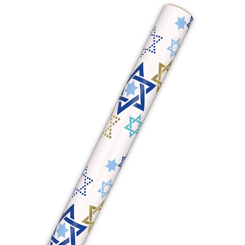 Stars of David on White Hanukkah Wrapping Paper Roll, 35 sq. ft. for only USD 4.99 | Hallmark