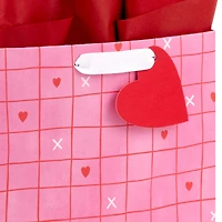 9.6" Red Grid on Pink Medium Valentine's Day Gift Bag With Tissue Paper for only USD 6.49 | Hallmark