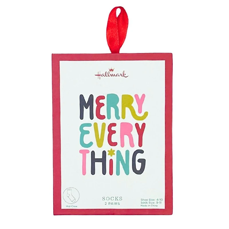Merry Everything Christmas Crew Socks Gift Set in Greeting Card Box, 2 pair for only USD 16.99 | Hallmark