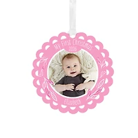 Baby's First Christmas Scalloped Metal Personalized Ornament