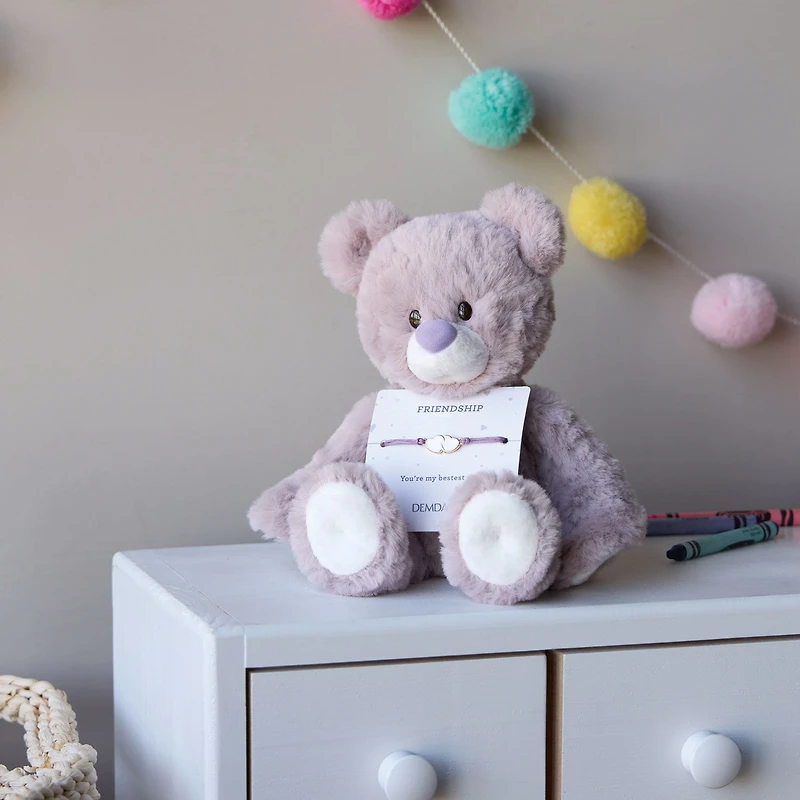 Demdaco Friendship Lavender Plush Bear With Hearts Bracelet for only USD 17.00 | Hallmark
