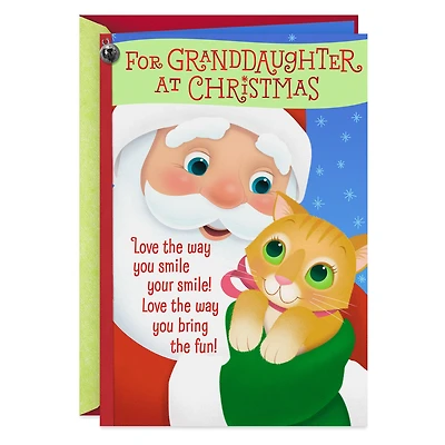 Santa With Kitten Christmas Card for Granddaughter for only USD 3.99 | Hallmark