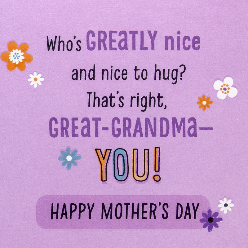 Greatly Nice and Nice to Hug Mother's Day Card for Great-Grandma from Kids for only USD 5.59 | Hallmark