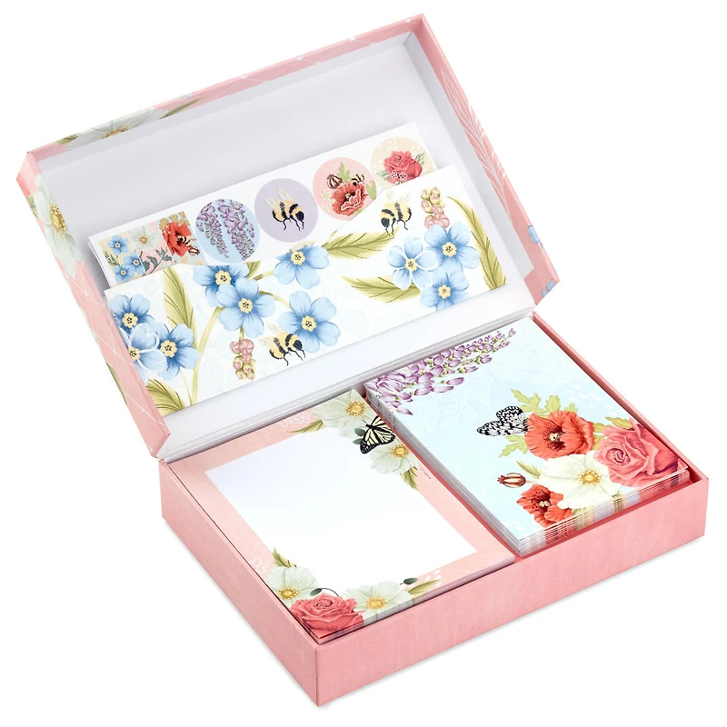 Pink Floral Stationery Set and Desk Organizer Box for only USD 14.99 | Hallmark