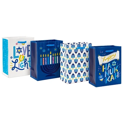 5.7" Blue and White 4-Pack Assortment Mini Hanukkah Gift Bag Bundle for only USD 6.99 | Hallmark